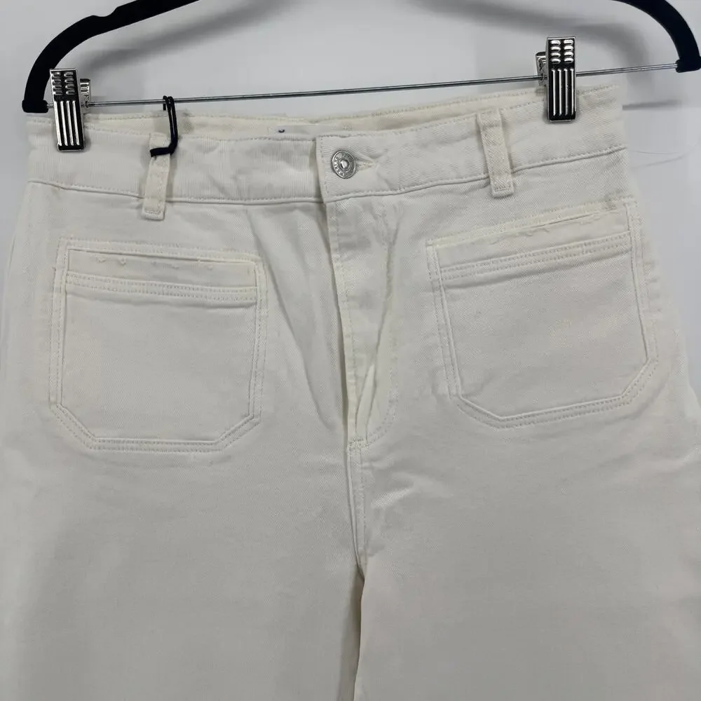 Paige Harper Ankle With Vintage Set in pockets Sz29 NWT Wide Leg High Rise White - Picture 4 of 14